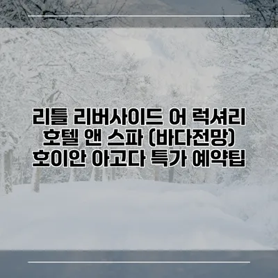 리틀 리버사이드 어 럭셔리 호텔 앤 스파 (바다전망) 호이안 아고다 특가 예약팁