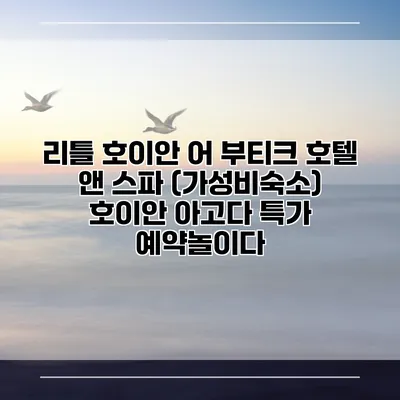 리틀 호이안 어 부티크 호텔 앤 스파 (가성비숙소) 호이안 아고다 특가 예약놀이다