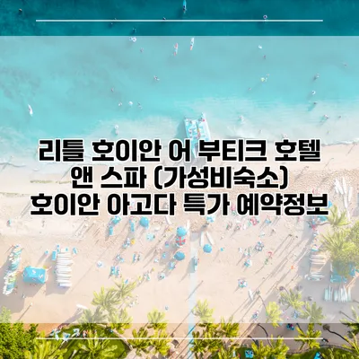 리틀 호이안 어 부티크 호텔 앤 스파 (가성비숙소) 호이안 아고다 특가 예약정보