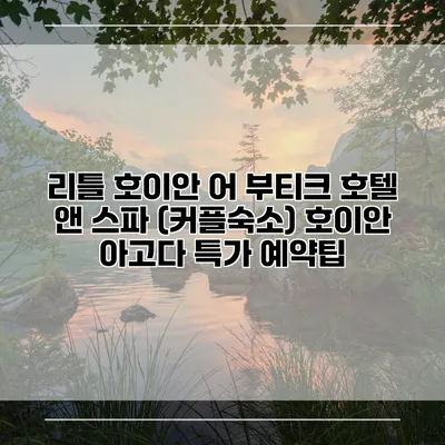 리틀 호이안 어 부티크 호텔 앤 스파 (커플숙소) 호이안 아고다 특가 예약팁
