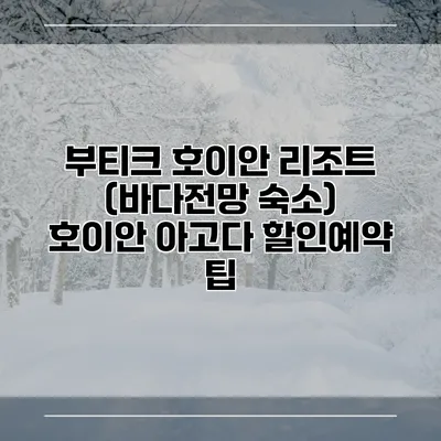 부티크 호이안 리조트 (바다전망 숙소) 호이안 아고다 할인예약 팁