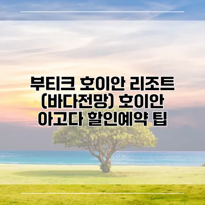 부티크 호이안 리조트 (바다전망) 호이안 아고다 할인예약 팁