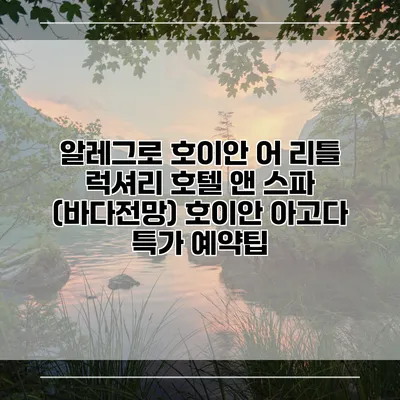 알레그로 호이안 어 리틀 럭셔리 호텔 앤 스파 (바다전망) 호이안 아고다 특가 예약팁