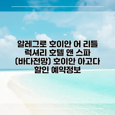 알레그로 호이안 어 리틀 럭셔리 호텔 앤 스파 (바다전망) 호이안 아고다 할인 예약정보