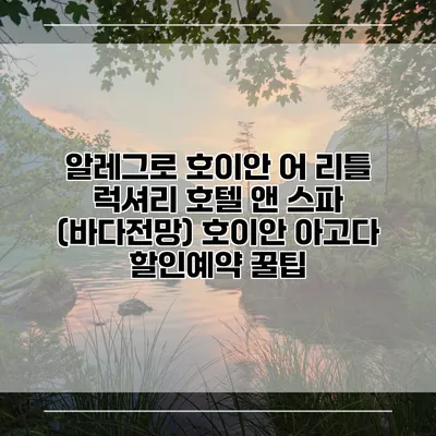 알레그로 호이안 어 리틀 럭셔리 호텔 앤 스파 (바다전망) 호이안 아고다 할인예약 꿀팁