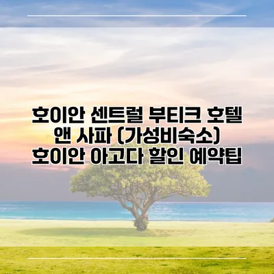 호이안 센트럴 부티크 호텔 앤 사파 (가성비숙소) 호이안 아고다 할인 예약팁