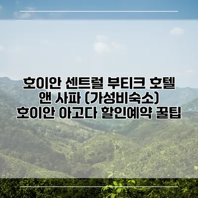 호이안 센트럴 부티크 호텔 앤 사파 (가성비숙소) 호이안 아고다 할인예약 꿀팁