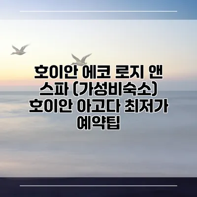 호이안 에코 로지 앤 스파 (가성비숙소) 호이안 아고다 최저가 예약팁