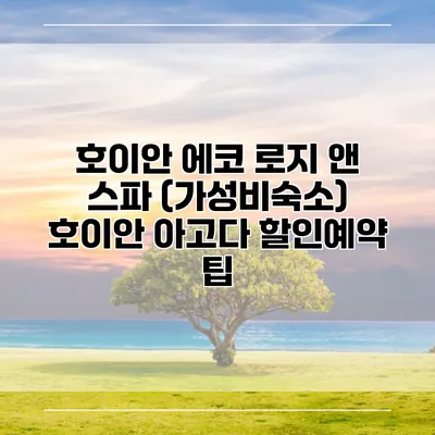 호이안 에코 로지 앤 스파 (가성비숙소) 호이안 아고다 할인예약 팁